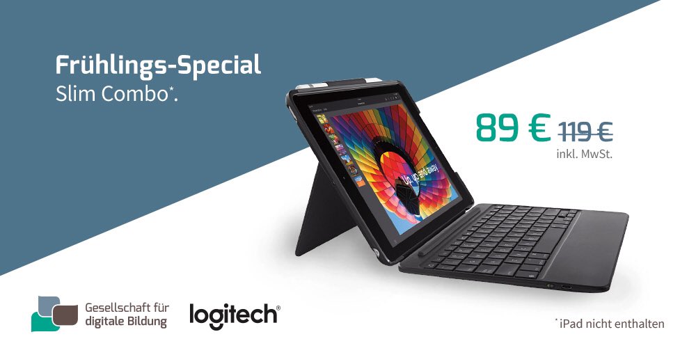 gfdb_schooltab's tweet photo. April, #April, der macht was er will. Mit der Slim Combo von #Logitech ist das iPad überall optimal geschützt. Für #flexiblesarbeiten.
#digitalebildung #zeitgemäßebildung https://t.co/zyeydkJjMO