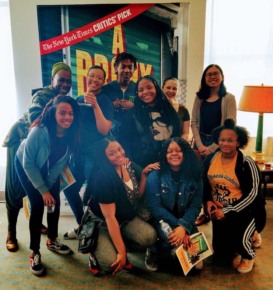 YPTDC's tweet photo. Fun group shot from YPT’s trip to see A Bronx Tale: The Musical at @NatTheatreDC   Saturday! #dcartsed #youngplaywrights https://t.co/9eCzMGucHh