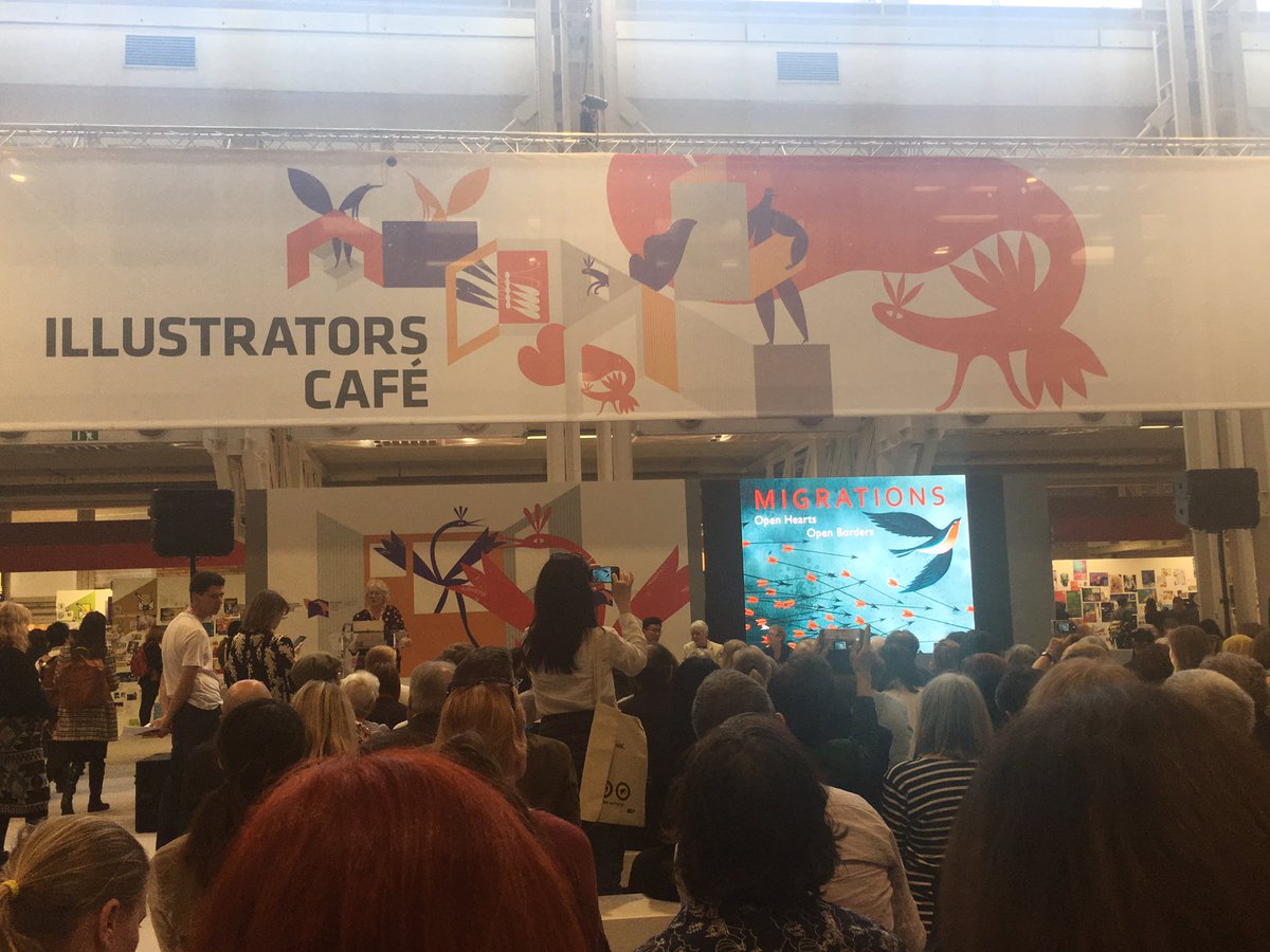 IBBYUK's tweet photo. Come for a sneak preview of the amazing @OtterBarryBooks #ICPBS #Migrations Project featuring illustrators around world @IBBYINT stand! https://t.co/PduskfSRfo