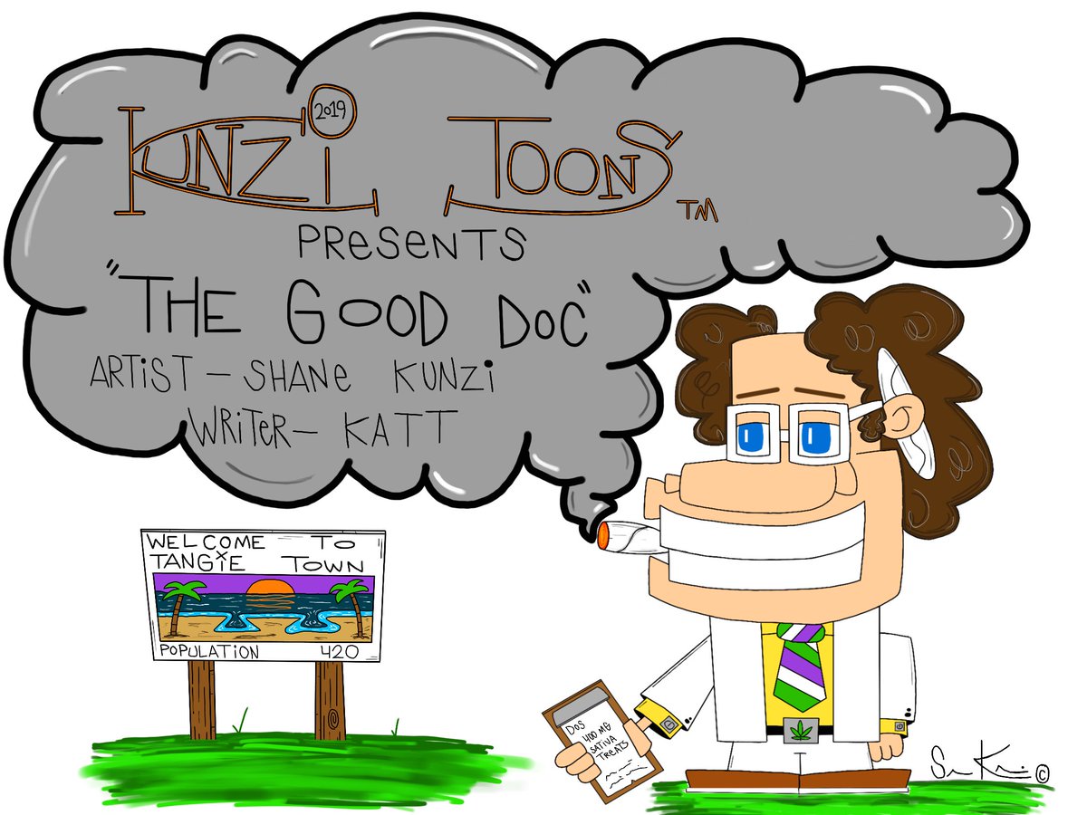 Kunzitoons's tweet photo. #HappyApril I’m #tangietowns #MMJ💚 Doc. 

Weed cures the world one puff at a time💨 keeps me busy, but it’s my turn to share my story. Hope y’all like n RT my life #cartoon bio. 

Thank you! #MuchLove from #kunzitoons team❤️BTW #Dos never pees on my lawn.🐾 https://t.co/vFrqjTMWlM