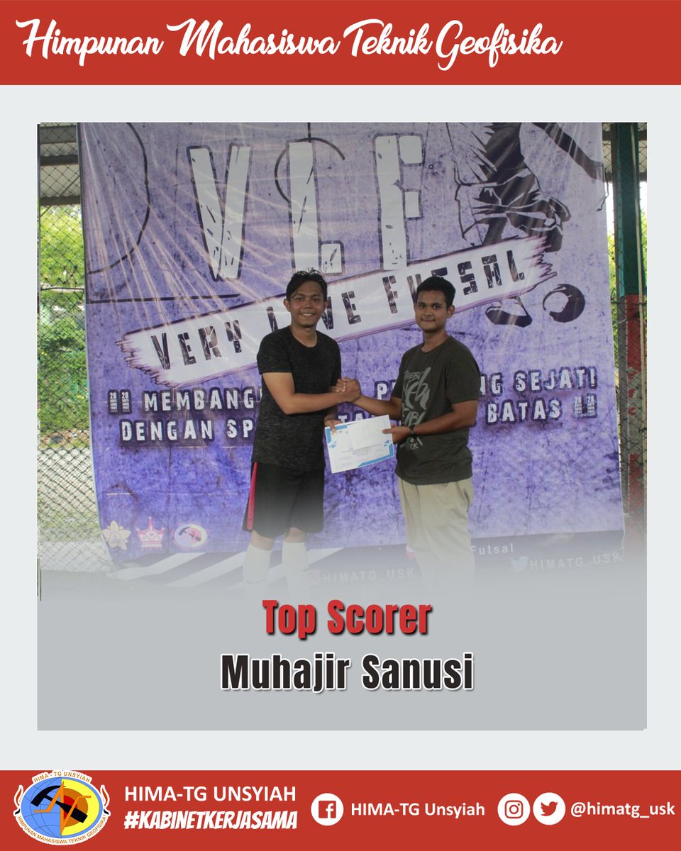 himatg_usk's tweet photo. [VLF 2019]

Selamat kepada para pemenang pada kompetisi futsa VLF Cup 2019 yang diadakan pada 30-31 Maret 2019 di Banana Futsal, Lambhuk.

Top Scorer : Muhajir Sanusi ( Geofisika 2015)
Supporter Terbaik :  Geofisika 2018

#HimaTG #KabinetKerjasama #Geofisika #FT #Unsyiah #Aceh https://t.co/eRHXEFennX