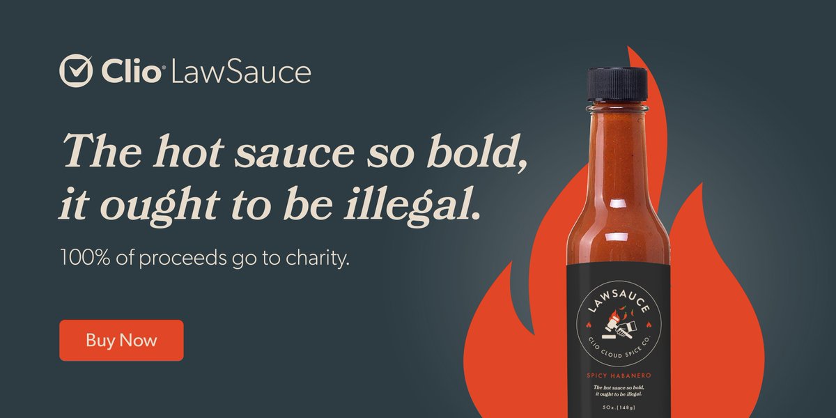 Today only, we’re selling bottles of Clio LawSauce🌶—the hot sauce that spices up legal practices. All proceeds go to <a href="/BC2M/">Bring Change to Mind</a>, which works to end the stigma around mental illness. Order here: ow.ly/8Y4150ouZbI #LawSauce