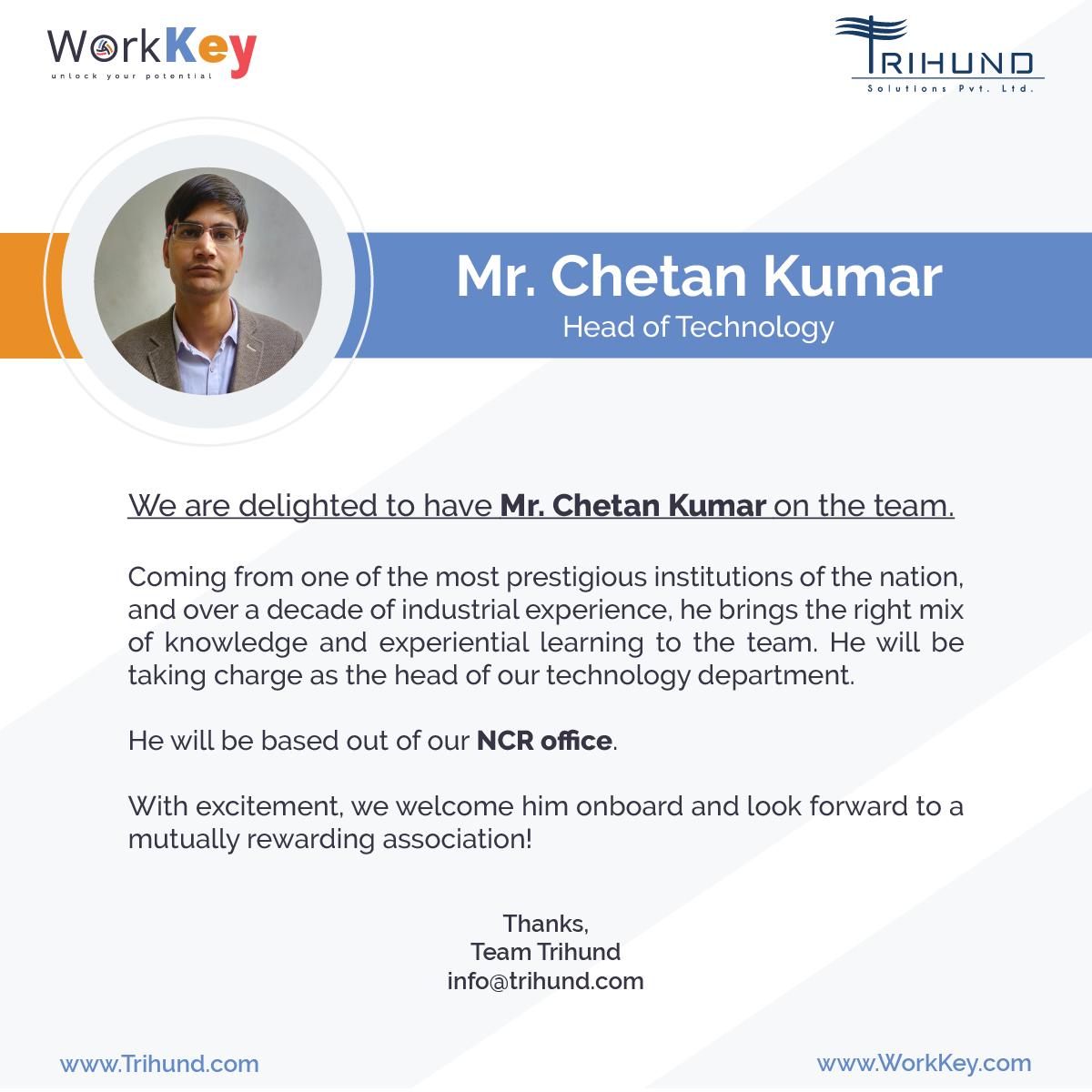 OnWorkKey's tweet photo. Welcome, Chetan!

#WorkKey #UnlockYourPotential #TSPL https://t.co/UVtZd8YQ2F