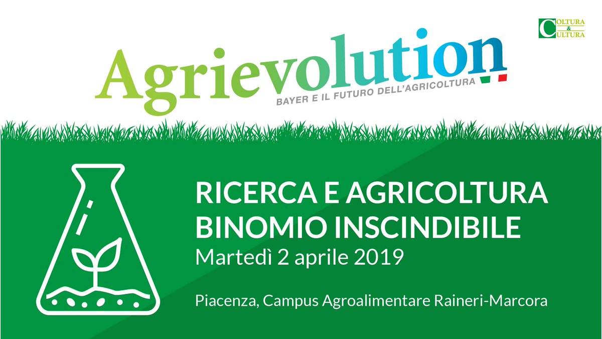 #Agrievolution
Domani, a Piacenza, si terrà un incontro organizzato da <a href="/BayerItalia/">Bayer Italia</a> in cui si parlerà dell’#agricoltura del futuro e delle opportunità che questo settore ha davanti a sé. Segui la diretta sulla pagina Facebook di Coltura e Cultura.