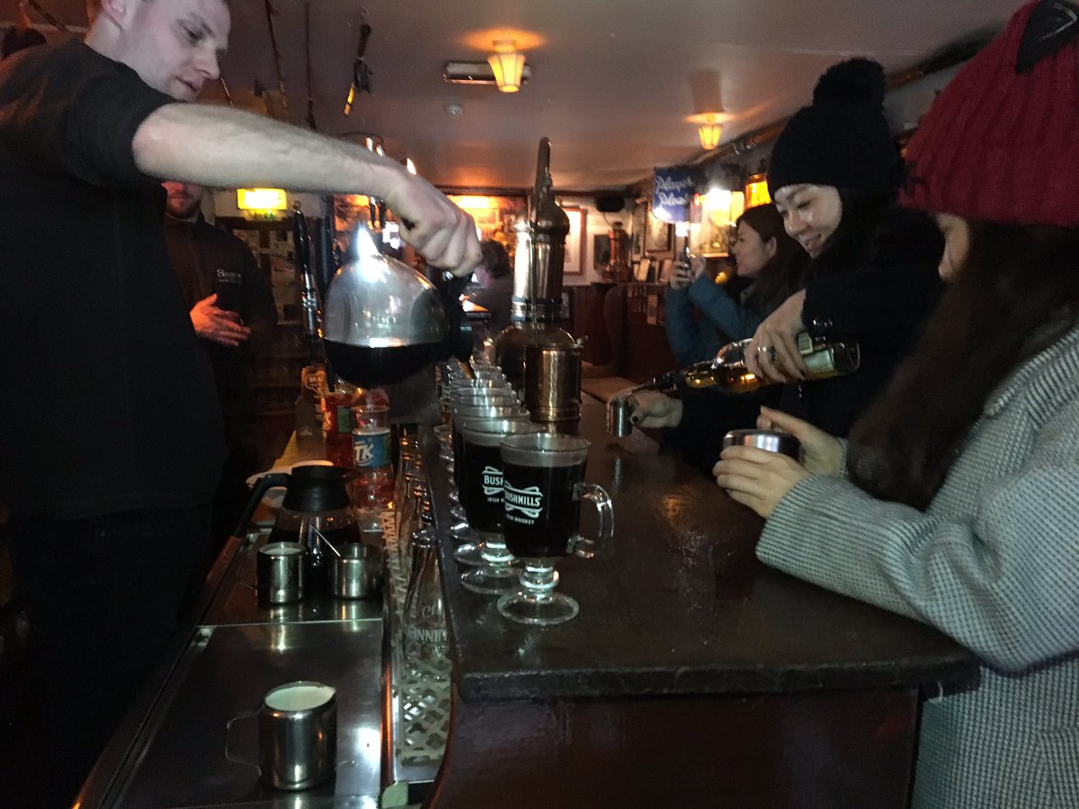 JamesBKenny's tweet photo. Our Chinese buyers learning the secrets behind the perfect Irish Coffee and helping out the bar staff with the whiskey measures at @seansbarathlone - the oldest pub in Ireland @TourismIreland @Failte_Ireland @MeithealIreland #meitheal2019 @ancienteastIRL https://t.co/mL9DD8Gqa4