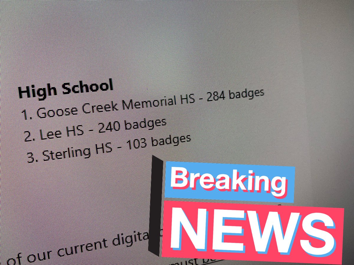 EdTechLori's tweet photo. There's a new leader in town for @gccisd_edtech digital badges! 

Congrats @gcmpatriots staff! 🎉🥳

#gccisdedtech #gccisd #GCMpatriots https://t.co/dDlqL8HecD