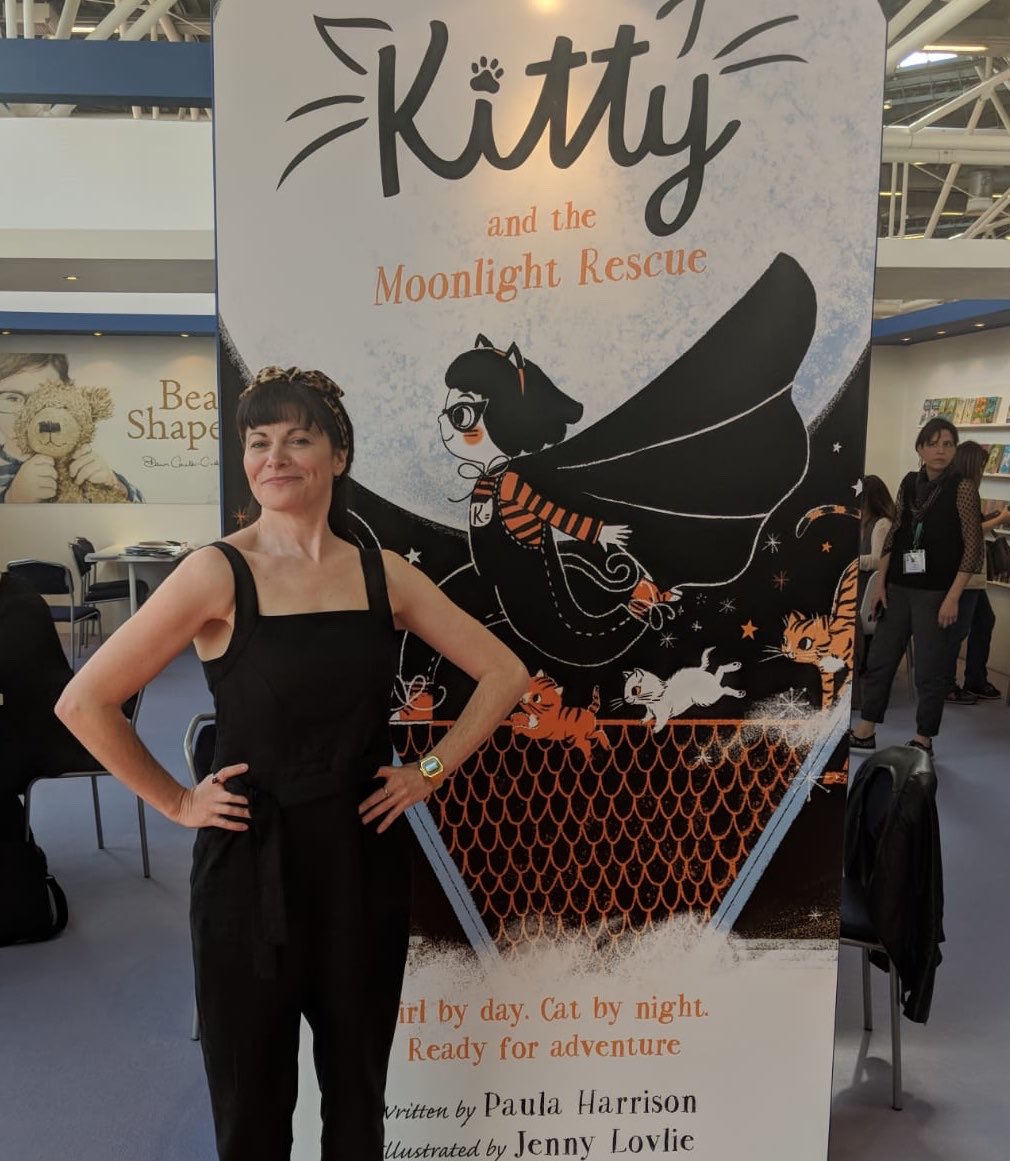 I’m channeling Kitty at Bologna Bookfair today. Striking my best superhero-in-training pose. #kitty #bolognabookfair ⁦@P_Harrison99⁩ ⁦@JennyLovlie⁩ ⁦@OUPChildrens⁩