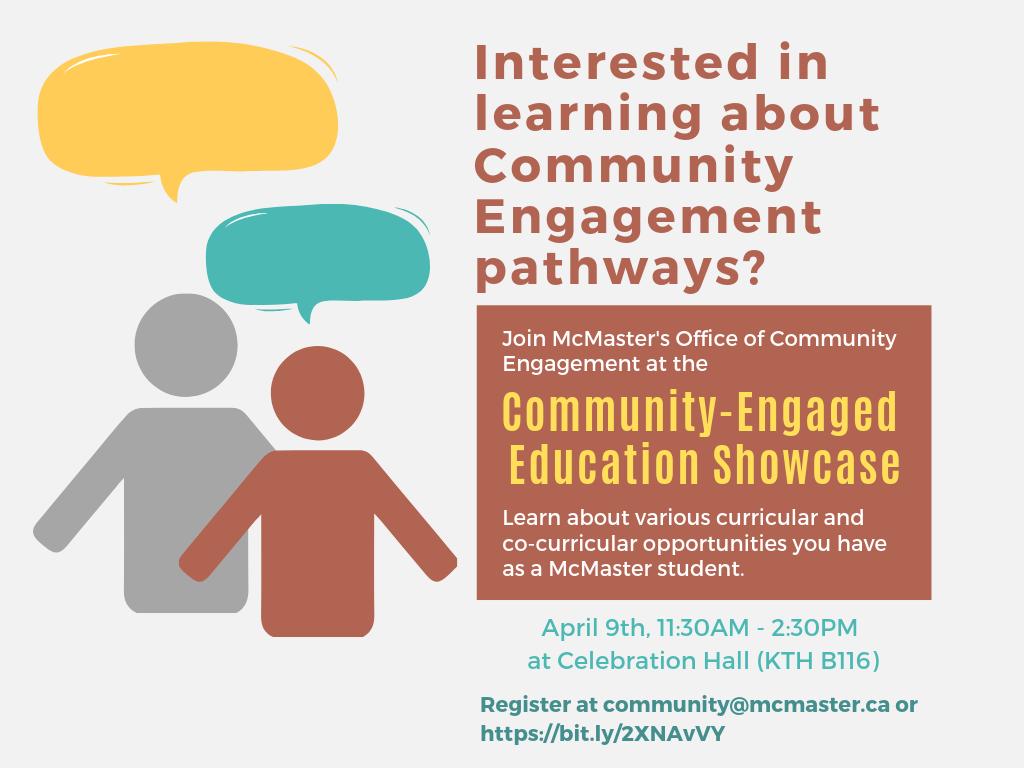 McMasterSocSci's tweet image. Are you an undergrad student interested in learning how to get involved with your community? @McMasterCE Showcase April 9 bit.ly/2I2n0fy