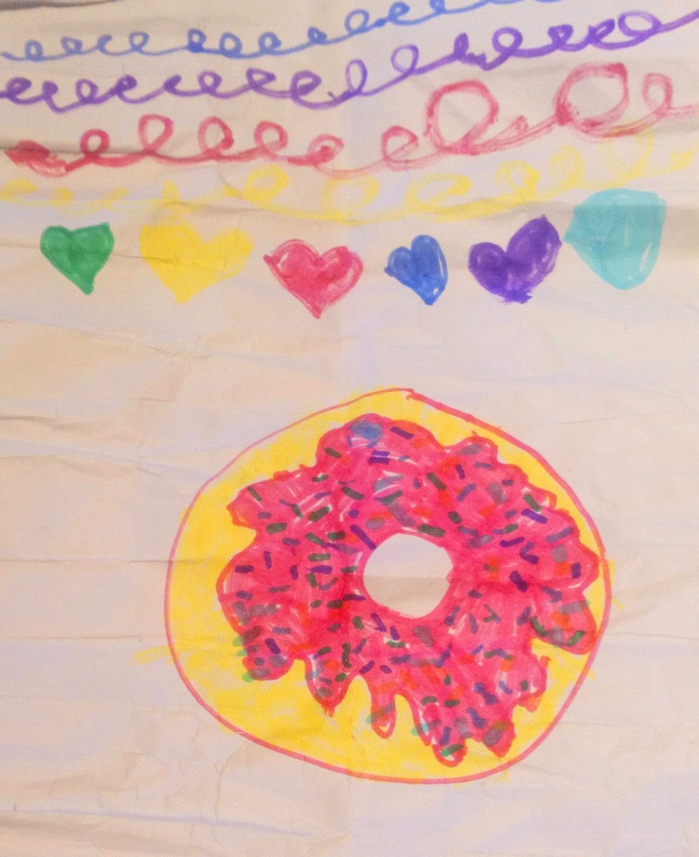 MireAnon's tweet photo. A 6yo found this picture on the floor. It was trying to convince me the artist must be a girl because: 1. It has hearts 2. The icing is pink 3. Girls are better at drawing. Of course I challenged her, but what kind of society are we living in? @LetToysBeToys #gender #stereotype https://t.co/mlEi861W9M