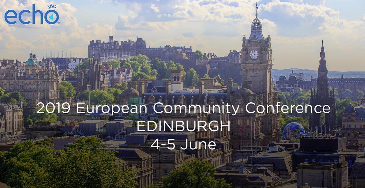 johncoup's tweet photo. Registration is now open for the @Echo360 European Community Conference @EdinburghUni (4th-5th June); sign up now at https://t.co/D0tIz6OcSe.
#highered #activelearning #lecturecapture #edtech #learningcapture https://t.co/FMhYvKvGnb