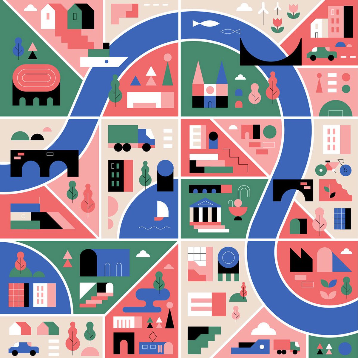 gillustration's tweet photo. Fabulous geometric city maps by Koivo.
#goodillustration #gillustration #koivo #maps #citymaps #map #geometric #retro #vectorart #vectorartist #illustration #infographic #infographics #graphicdesign #illustration https://t.co/zTzdzTf6vP