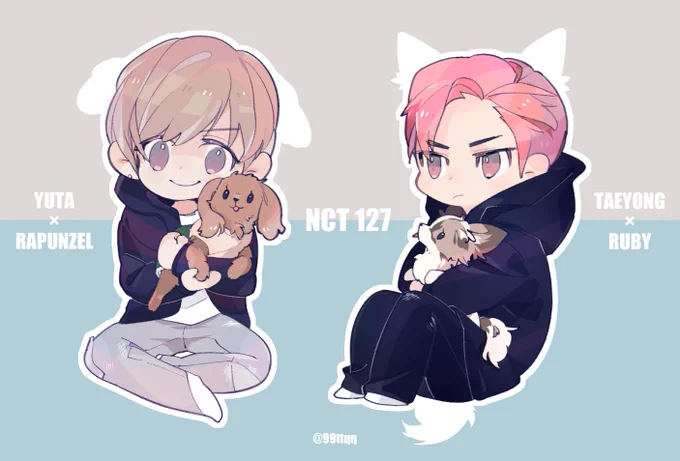 シールの画質が残念だったのが申し訳なかったので元のをみてもらいたい
#NCTFanart #유타 #태용 