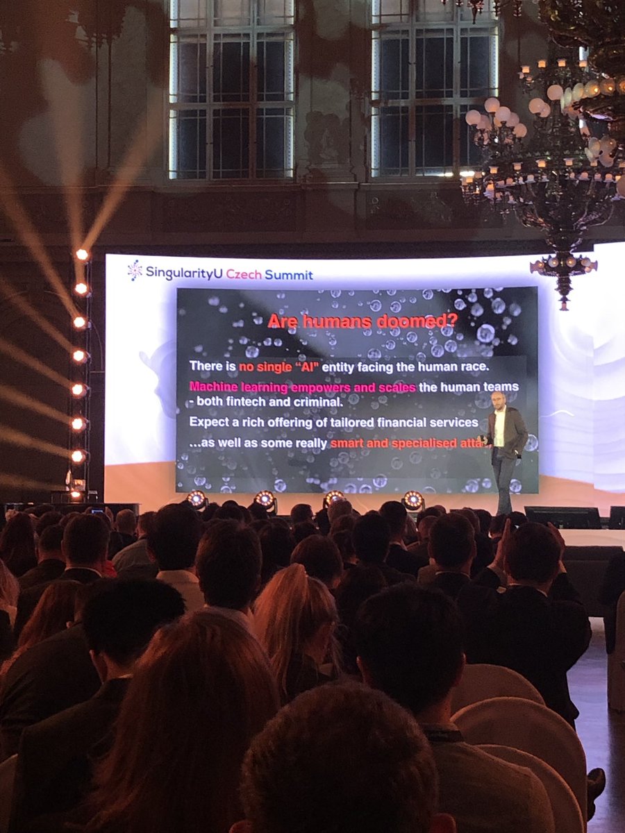 “There is no single #AI entity facing the human race,” says <a href="/rehakmar/">Martin Rehak</a> at <a href="/SUCzechSummit/">SingularityU Czech Summit</a>