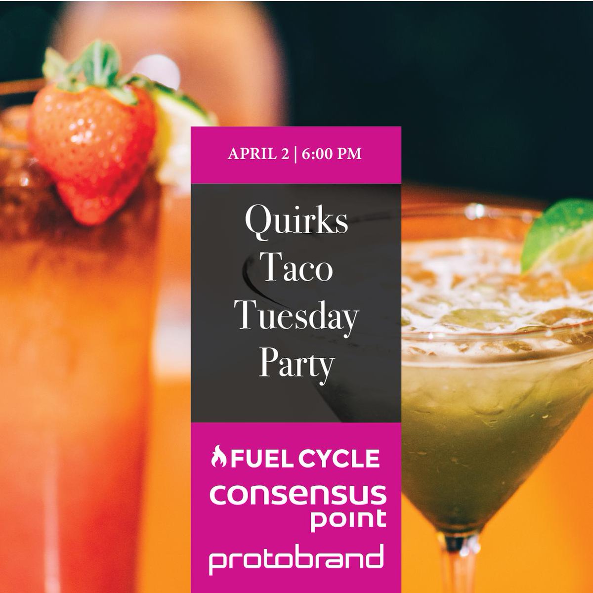 ConsensusPoint's tweet image. Going to @QuirksMR Chicago Event? Come by @Margaritaville tomorrow night  for cocktails and tacos!  …hicagotacotuesdayparty.splashthat.com #NotAprilFools
