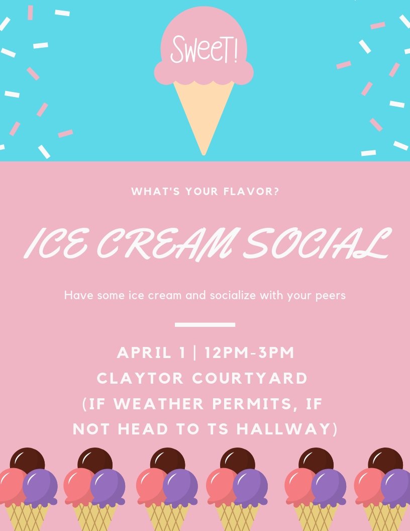 Come out and have some ice cream with Merancas SGA. We will be in Clayton Courtyard from 12pm-3pm. So come out for ice cream and socialize with your fellow peers.  #cpccstudentlife #mightymerancas #merancassga