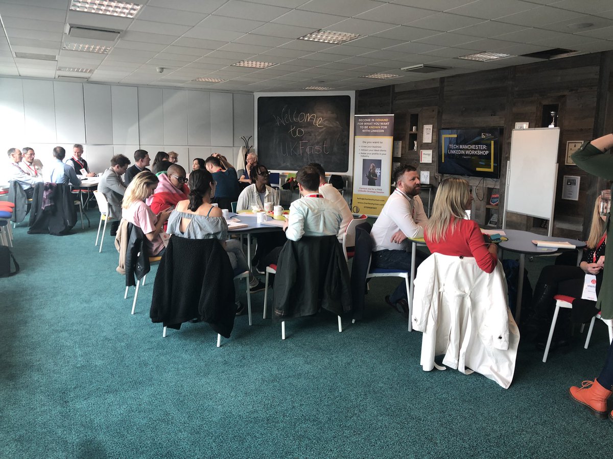 tecmcr's tweet photo. Full classroom today for the LinkedIn for business #techclassmcr with @charlie_whyman increasing your engagement through LinkedIn https://t.co/lR9K5j9TJP