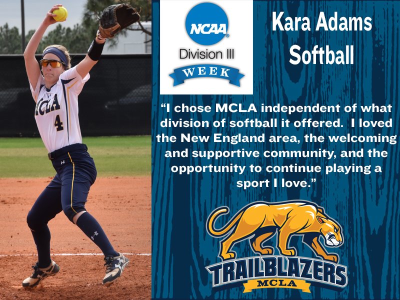 MCLAAthletics's tweet photo. #whyd3 Our first athlete is Kara Adams of Softball, she has been a three year letter winner and an outstanding student!  @MCLA_EDU https://t.co/eNKjpXThWg