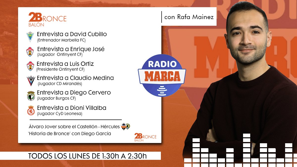📻Esta noche, tras el <a href="/partidazocope/">El Partidazo de COPE</a> vuelve la Segunda B:

🎓<a href="/Rafa9Mainez/">Rafa Mainez</a> 

🎙️David Cubillo 
🎙️<a href="/Enriquejoss88/">Enrique Jose</a> 
🎙️Luis Ortiz, presidente <a href="/OntinyentCF/">Ontinyent C.F.</a> 
🎙️Claudio Medina 
🎙️Diego Cervero
🎙️<a href="/dionivillalba/">Pablo</a> 

🎙️<a href="/Tebasjavier/">Javier Tebas Medrano</a> sobre la Segunda B: "Debería haber un control económico".