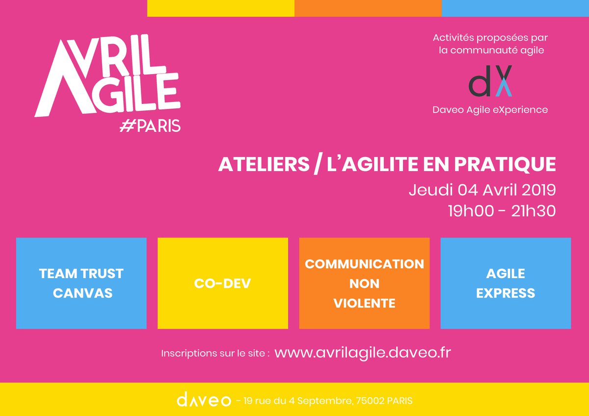 #AvrilAgile - De la confrontation naît l'innovation. De la violence nait la démotivation. Comment, alors, se confrontez sans se disputer ? #Communication #Non #Violente
La réponse ce Jeudi 04 Avril dans nos locaux pour le premier évènement de notre Avril Agile !