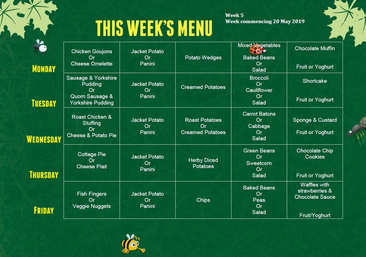 LFAGreenacres's tweet photo. Menu - Week 5 
W/c 1st April 2019 https://t.co/HmnWQO98c8