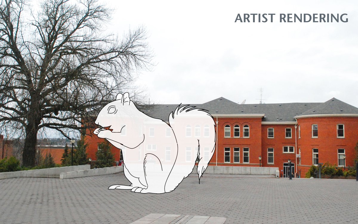 WSUPullman's tweet photo. Big news! A #squirrel statue will be installed this summer @WSUPullman. “Frankly, it’s a bit overdue that Wazzu added a piece of animal art to Glenn Terrell Mall,” said Aru Kiding, executive assistant to the deputy vice president of campus art, specifications, &amp; statue planning. https://t.co/8ajwiF05S9