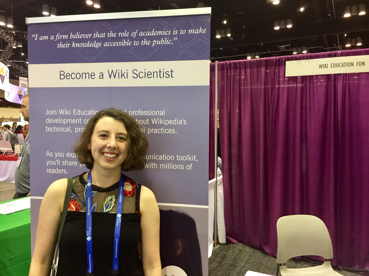 WikiEducation's tweet photo. “Writing a Wikipedia biography for a woman in science was really rewarding. And seeing other people add to the page I worked on was so cool.” #ACSOrlando https://t.co/mdPqGXuqCv