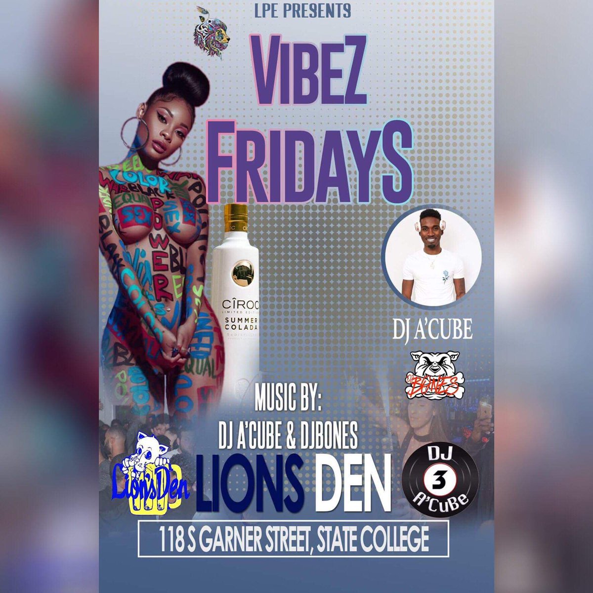 LivePrestige's tweet photo. THIS WEEK @ PENN STATE
#DenTuesdays w/ DJ A'CUBE
#ThirstyThirsday w/ DJ Bones
#VibezFridays w/ DJ A'CUBE
#SlickSaturday w/ DJ Bones
YKTV 🔥 9PM-2AM, DRINKS ALL NIGHT, GOOD VIBES ONLY
#DenNation #theLPway https://t.co/dKtrmgpft2