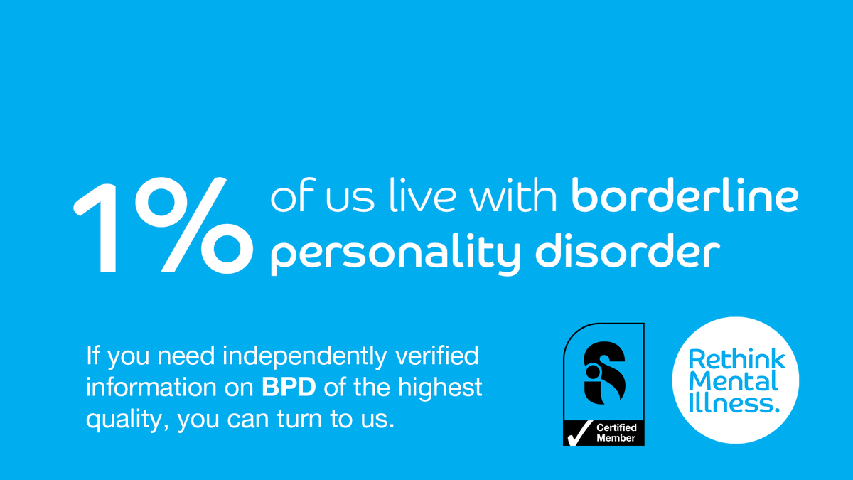 Rethink_'s tweet photo. Borderline Personality Disorder is one of the most commonly misunderstood mental illnesses. The info we've created about BPD is verified by the Information Standard so you can be sure that we're giving you the absolute best material we can. Read more > https://t.co/xhqhswM4Zx https://t.co/8uEkjBcF74