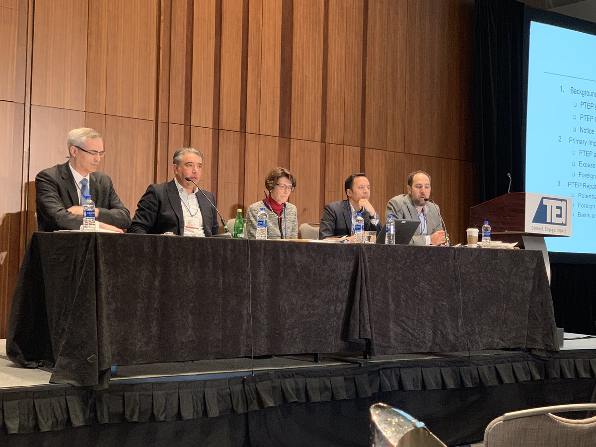 ShreckTax's tweet photo. Jason Weinstein of https://t.co/42GDR3UGY8, Marc Lim of Andersen Tax, Peg O’Connor of IRS Chief Counsel, Jose Murillo of EY, and Michael Caballero of Covington &amp; Burling discuss Repatriation and PTI at #MY19 @TEI_Updates https://t.co/fb7aGSxZpa