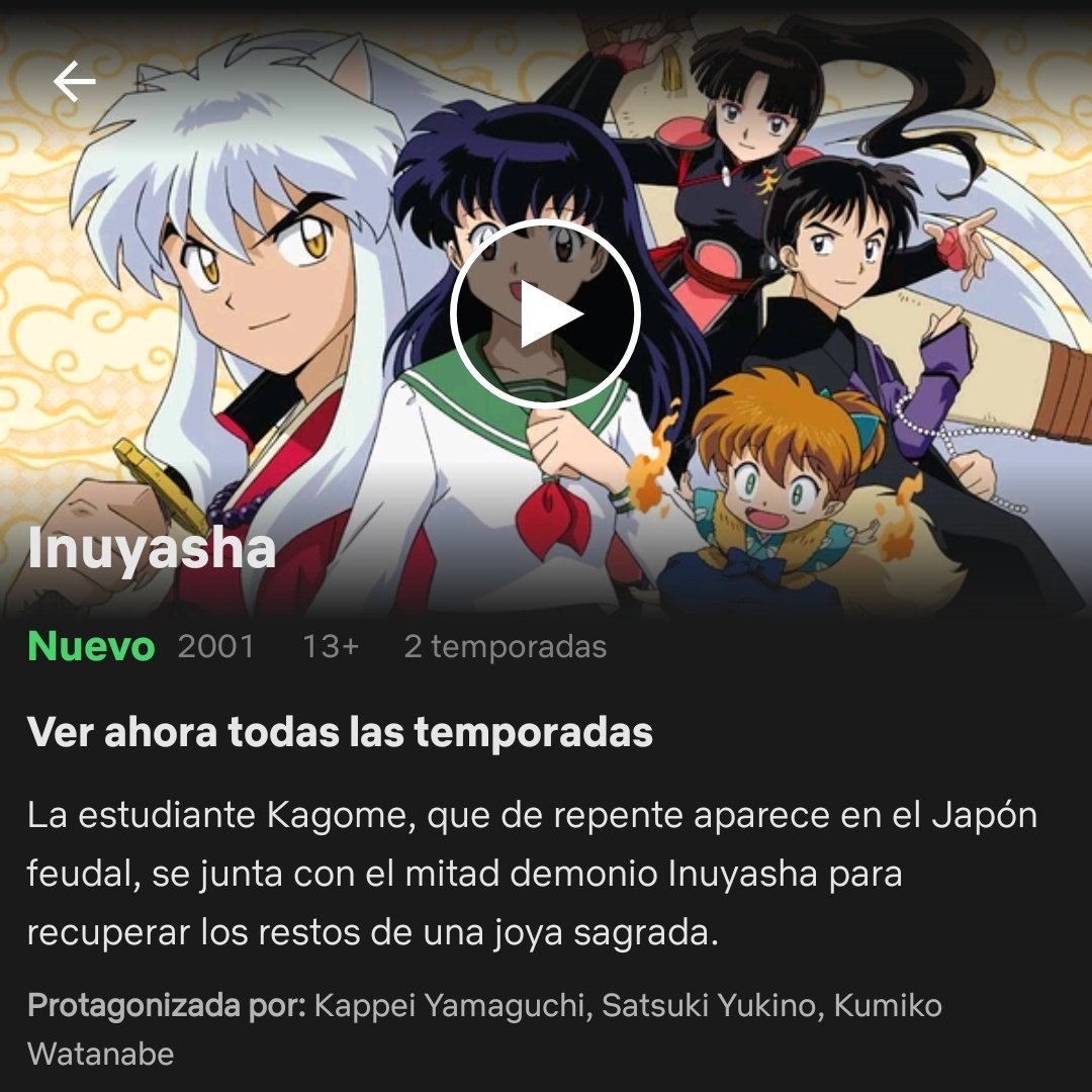 Gallo de NETFLIX on X: 1/4/19 Inuyasha (2001) 'T1-T2'    / X