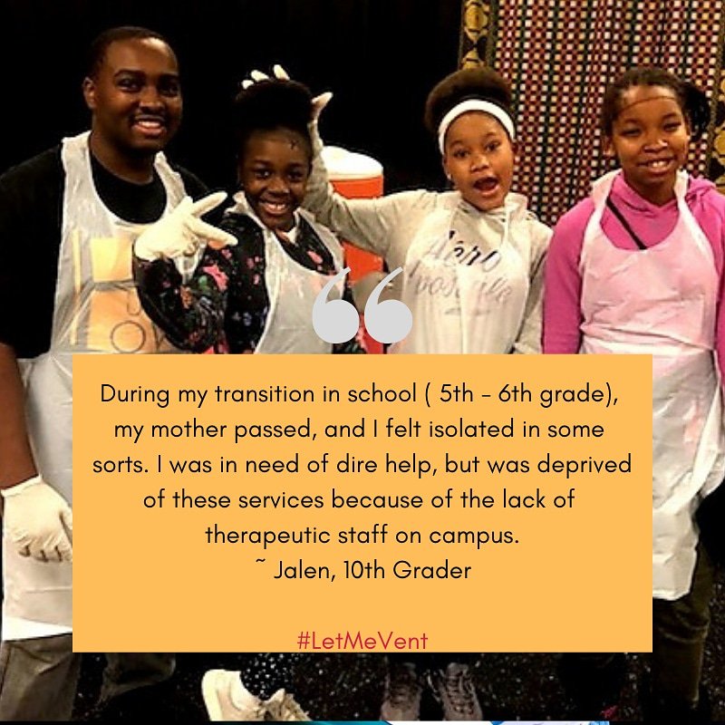 BlackSwanAcad's tweet photo. Youth Organizer, Jalen shares that after the passing of his mother, "I waited days on end before I got help, to only speak to someone for 30 minutes because of there being only one professional available."  #LetMeVent #DoMoreWith54  #faitshotbudget

@ChmnMendelson @VinceGrayWard7 https://t.co/UWQZCpZMI9
