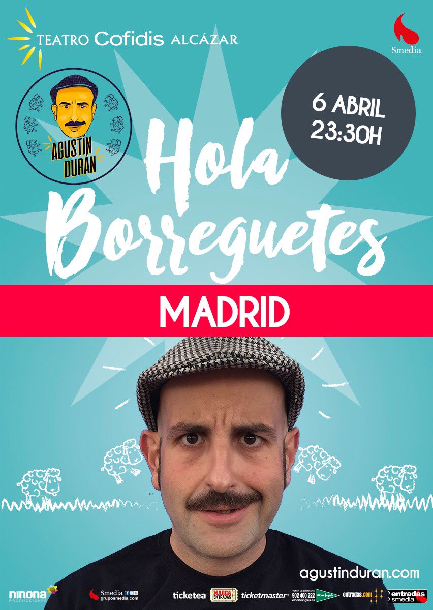 agusduran's tweet photo. SORTEO MADRID
Este sábado vuelvo a Madrid al @TeatroCofidis y voy a regalar dos entradas dobles entre todos los que hagan RT a este tweet y me sigan. Entradas disponibles aquí:
https://t.co/B3hnIQ7rqc https://t.co/bT03PgXP6t
