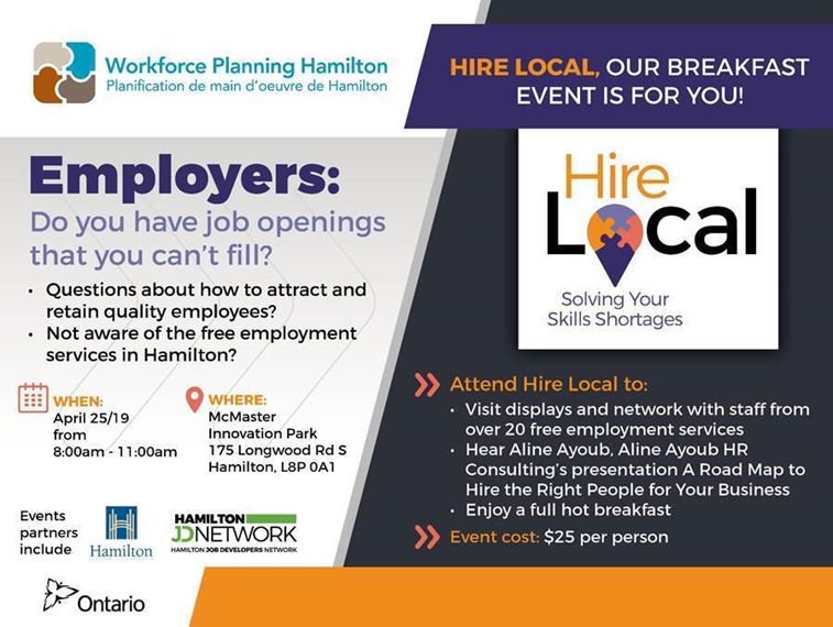 🔈Employers, you're invited to @WorkforcePHam breakfast event featuring Aline Ayoub. Network, connect, and learn how to hire local talent and fill gaps in your workforce. Register here: conta.cc/2HOx0d7 #HamiltonForAll #HamOnt
