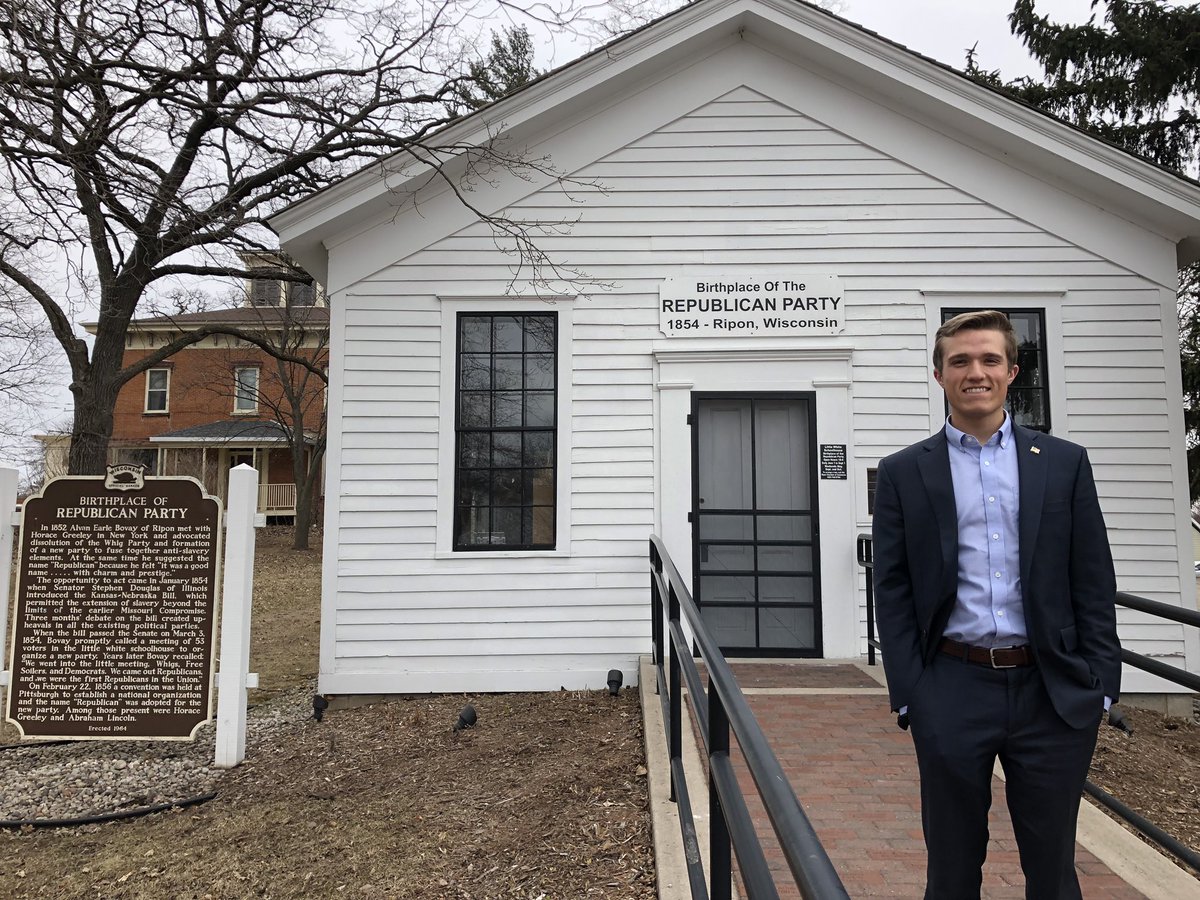 BenjiBacker's tweet photo. Great to be at the birthplace of the Republican Party to speak at @riponcollege! See you at 4:30 PM. https://t.co/XBvVOxOa4D