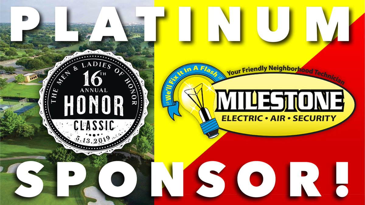 TheMenofHonor's tweet photo. THANKS to @callmilestone Milestone Electric, Platinum Sponsor for the 2019 Honor Classic!! You’re REAL champions!! Play, sponsor or donate at: https://t.co/ZSLs9qwqyT @LadiesofHonor @DallasAthlClub #HONORIMPACT https://t.co/tugIqumO84