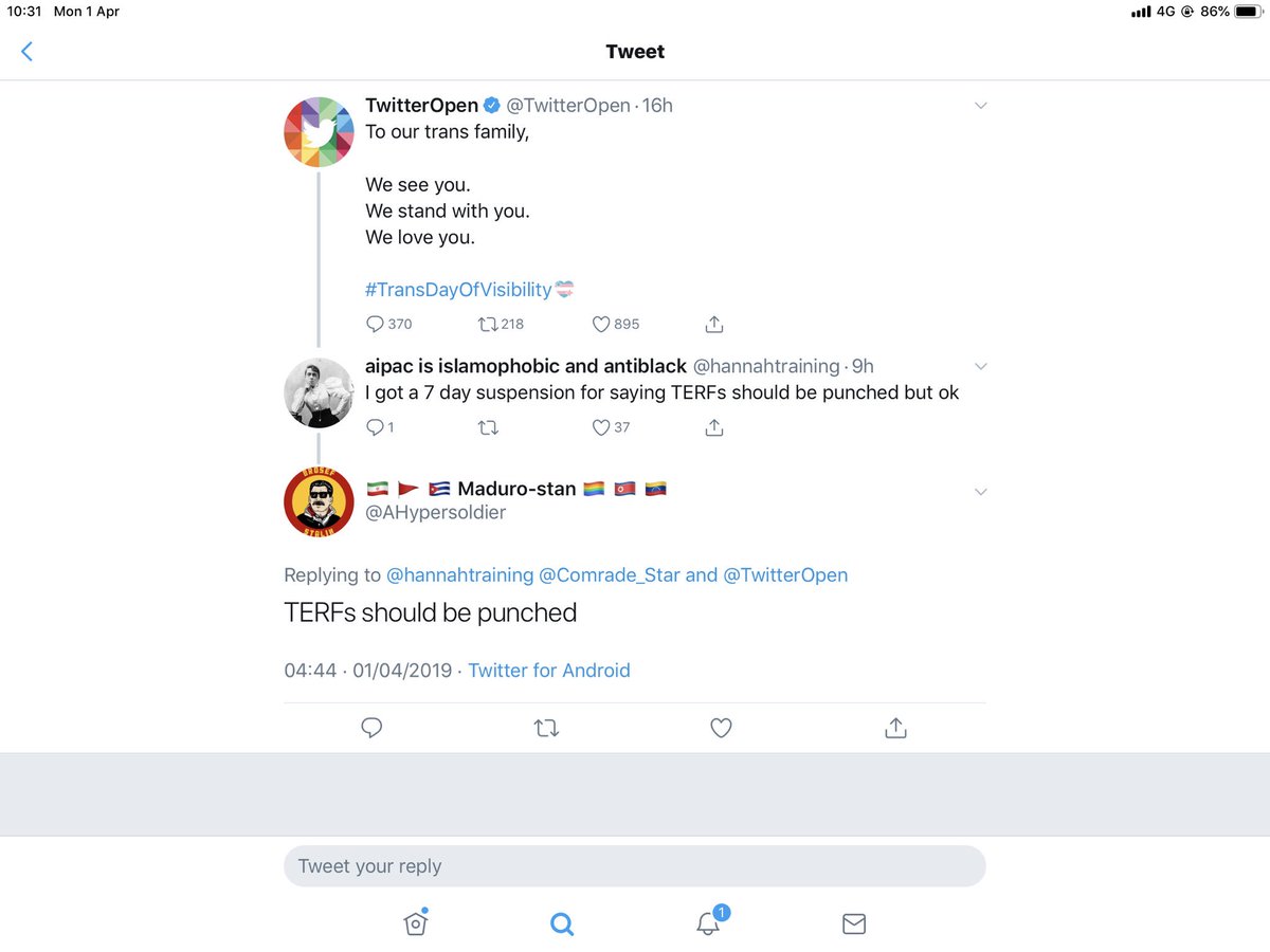JammersMinde's tweet photo. I decided to see how people chose to spend #TDOV19 #tdov #TransDayOfVisbility It appears threatening women with violence is how many chose to celebrate. Here’s a small selection. https://t.co/zuA6MgOHx8