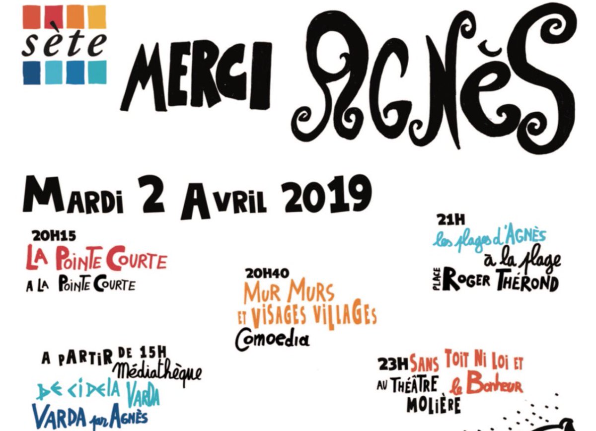 chchanut's tweet photo. MERCI AGNES!! Tous ses films, partout à Sète, toute la journée et jusqu’à l’aube. Et @TMSeteSN bien sûr !
Hommage national avec «Le Bonheur» et «Sans toit ni loi» à l'issue du spectacle de Dada Masilo, Giselle. #AgnèsVarda #MerciAgnes @villedesete https://t.co/QqOzDPJItB