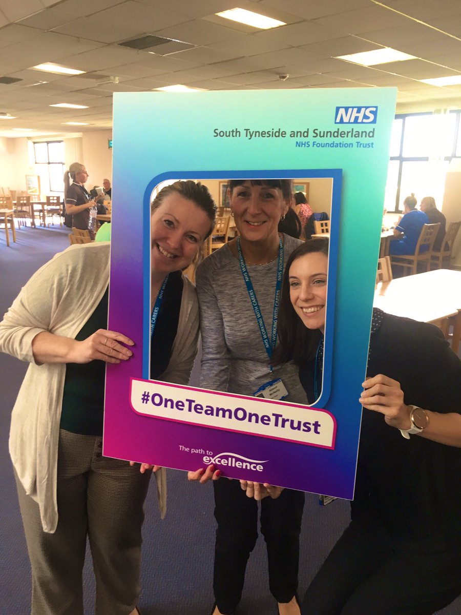 LizzlyDawson's tweet photo. Fab first day as South Tyneside and Sunderland NHS Foundation Trust talking to staff @SouthTyneHosp! Looking forward to more celebratory cakes and defo a strong coffee @SunderlandRoyal tomorrow! #OneTeamOneTrust https://t.co/CdL6NcS675