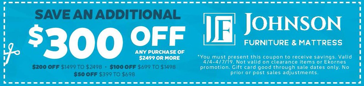 JohnsonFurnMatt's tweet photo. SPRING SALE April 4th-7th! Save $50, $100, $200 or $300 Off Sale Prices! https://t.co/wAl67ggtJx