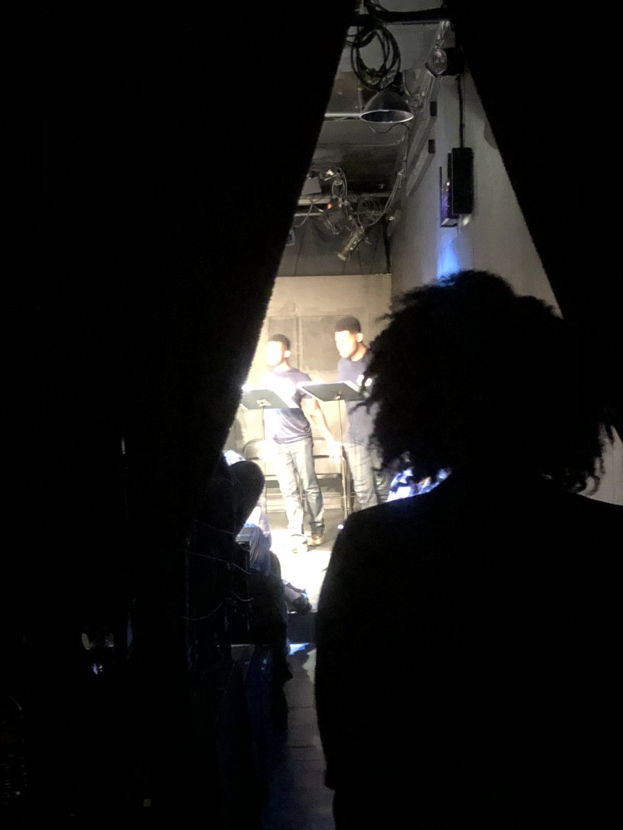 The director sneaks a peak during our sold-out performance of #inhalation last night! A few tix left for tonight’s performance &amp; availability for next weekend too! Tickets @ inkwelltheater.com
#lathtr #newplay #theatre #theater #directorslife #stagedreading #theaterlife