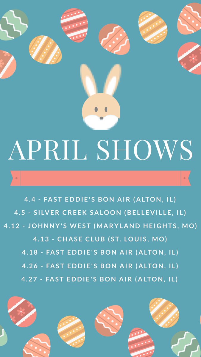 toddsarvies's tweet photo. Where to find me this April ...
#aprilshows #bandcalendar https://t.co/0hlK8ga9WI