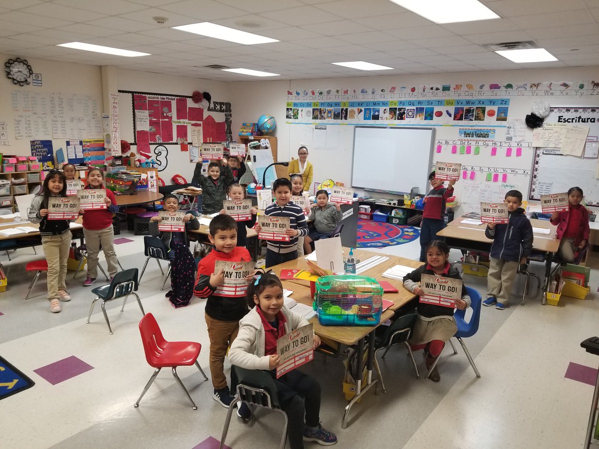 LilianaGRoo's tweet photo. @KetelsenES Kangaroo's in Ms Gonzalez's class are celebrating 10 days straight of perfect attendance! They will be hosting Joey the hamster all week! In addition, they all received Canes Kids Meals passes! Thanks @hpdcentralpal & @Raising_Canes ! https://t.co/K93W8VjJph