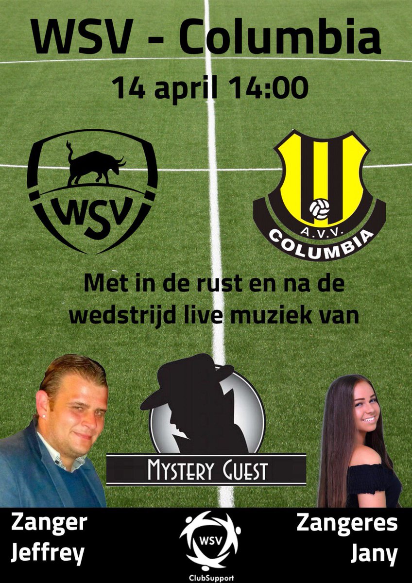 Op 14 april aanstaande derby <a href="/wsv_voetbal/">WSV Apeldoorn</a> <a href="/avvColumbia/">a.v.v. Columbia</a> in de rust en na de wedstrijd live muziek! U komt toch ook?