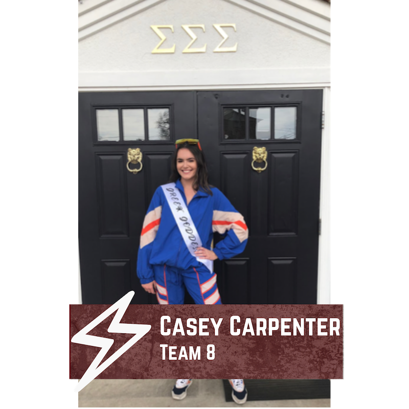 Casey Carpenter
Class: Sophomore 
Major: Nursing 
"I’m most excited to get to see the other side of the pageant. I loved watching last year and I’m excited to see how the whole thing works!"