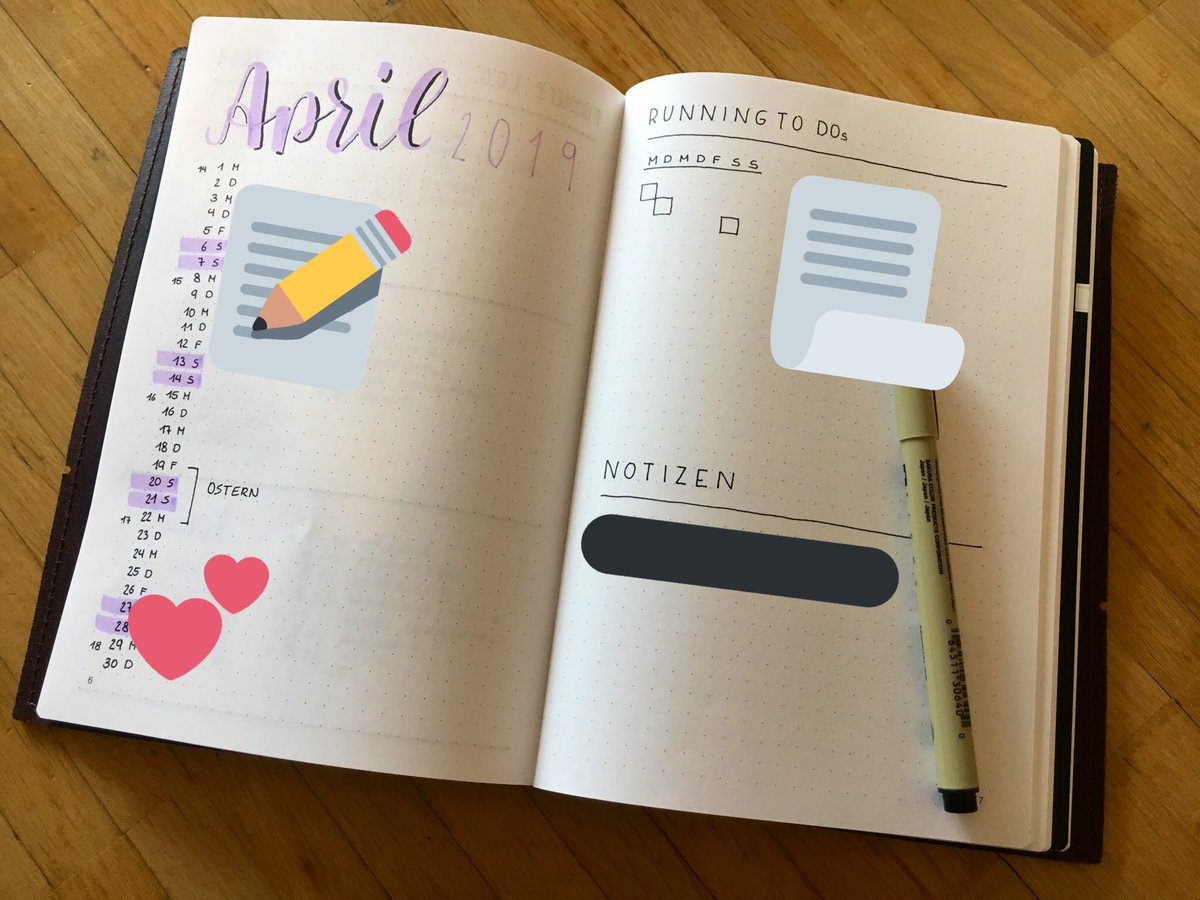 Vcheesee's tweet photo. Mit neuem BuJo in den April! #x17bujo #bulletjournal https://t.co/v136TEELp9
