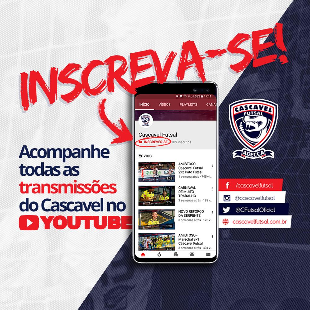 CFutsalOficial's tweet photo. O jogo de hoje é fora de casa e o Cascavel Futsal fará a transmissão ao vivo pelo seu canal no YouTube.
Torcedor, acesse, se inscreva e assista ao jogasso de hoje contra a ACMF.

➡ Inscreva-se
https://t.co/Nigtm6OwK5 https://t.co/qOBwieWmZQ