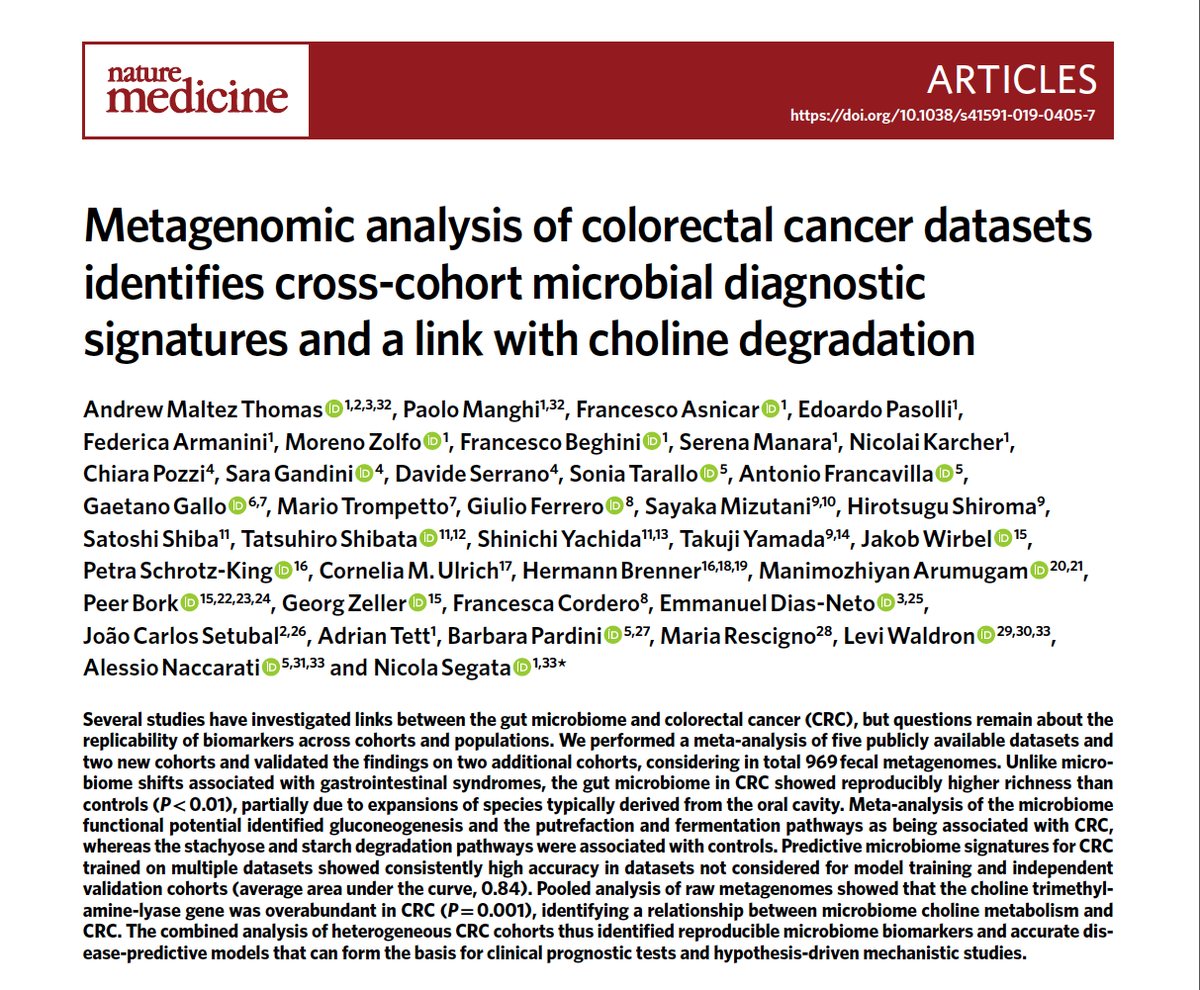 Eric Topol (@erictopol) on Twitter photo It's not enough to characterize the gut #microbiome by bacterial content. How #metagenomics tracks with colon #cancer, specific signatures
nature.com/articles/s4159…
nature.com/articles/s4159…
<a href="/NatureMedicine/">Nature Medicine</a> It's not enough to characterize the gut #microbiome by bacterial content. How #metagenomics tracks with colon #cancer, specific signatures
nature.com/articles/s4159…
nature.com/articles/s4159…
<a href="/NatureMedicine/">Nature Medicine</a>