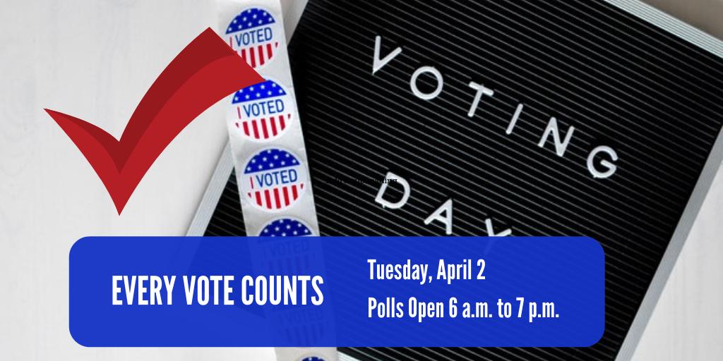 _gordon205's tweet photo. The race is tight for the four open spots on the school board. Please vote on Tuesday, April 2. https://t.co/9M1JW0Xrwm