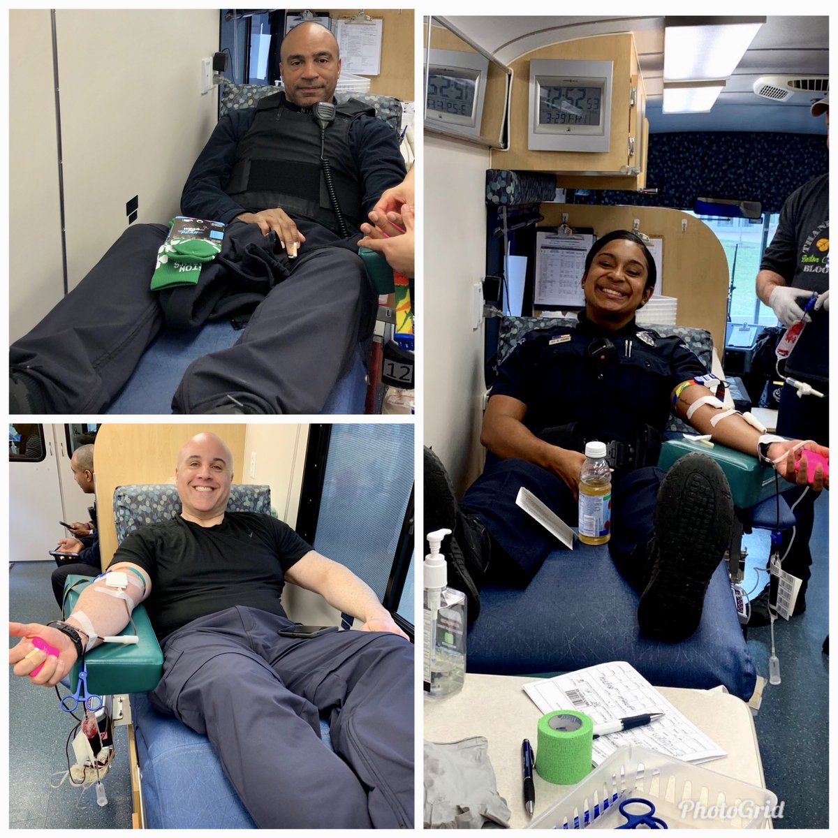 Happy to #GiveBlood on FR 29th were (clockwise top left) Ofc. Deric McGill, Ofc. Nicole Genard, &amp; Sgt. Jason Persampieri. Props go to <a href="/NEUDelts/">Northeastern Delts</a> for sponsoring &amp; bringing the <a href="/BostonChildrens/">Boston Children's</a> bloodmobile to campus.