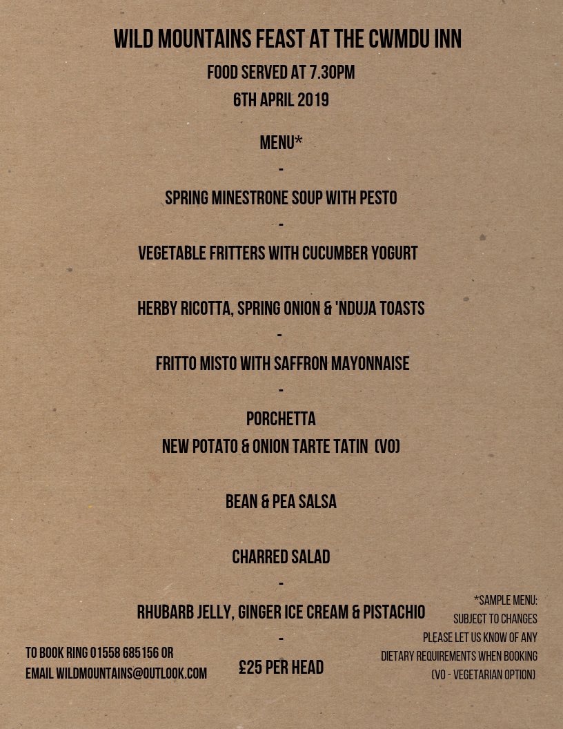 wild_mountains's tweet photo. It might only be Monday but who’s already making weekend plans? We are 🙌🏻 & we’re super excited to be back cooking @cwmduinn this Saturday. Hope to see you lovely lot there! 🏕💚☺️
.
.
.
#feasts #discovercarmarthenshire #food #foodie #supperclub #menu #porchetta #beansalsa https://t.co/PCuv9v1LeD